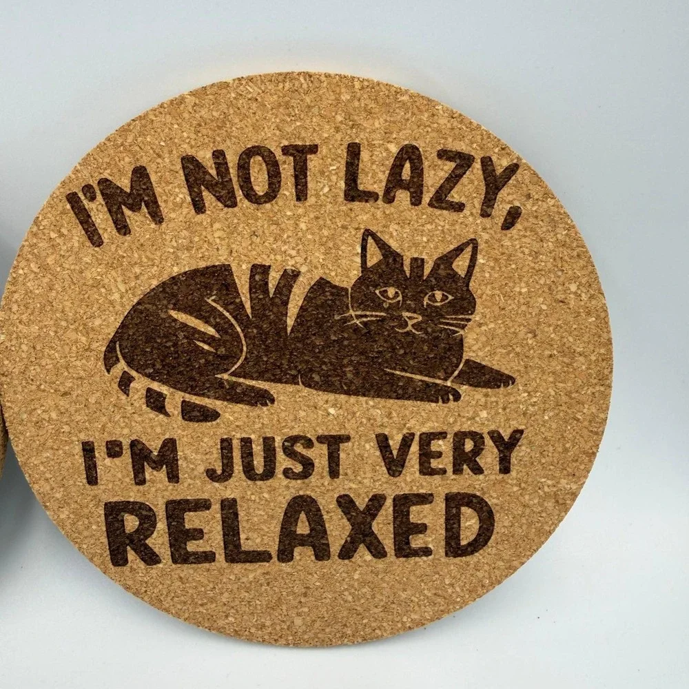 Cat Lover Cork Coaster Set of 4 Funny Cat Quotes‎ Laser Engraved Drink Mats